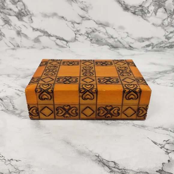 Handmade Hinge Lid Wooden Box Vintage - Picture 3 of 11